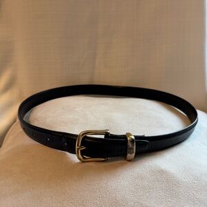 Calvin Klein Black Leather Belt with Gold Buckle Medium